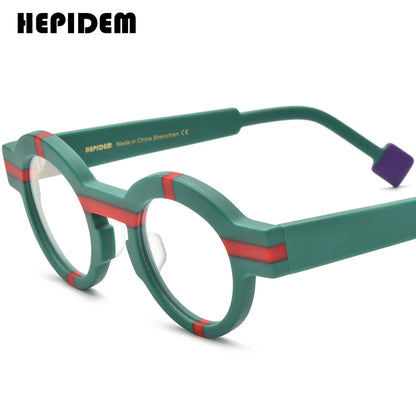 FONEX HEPIDEM Acetate Eyeglass Frames - Retro Round Vintage Eyewear for Men & Women