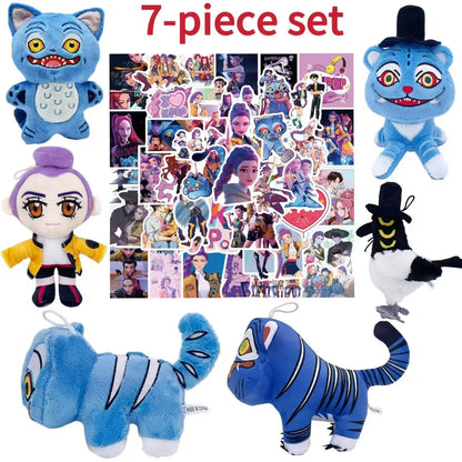 Demons Hunters Purple Tiger Plush Hat with 3 Eyes – Cute Monster Stuffed Toy for Fans & Gifts