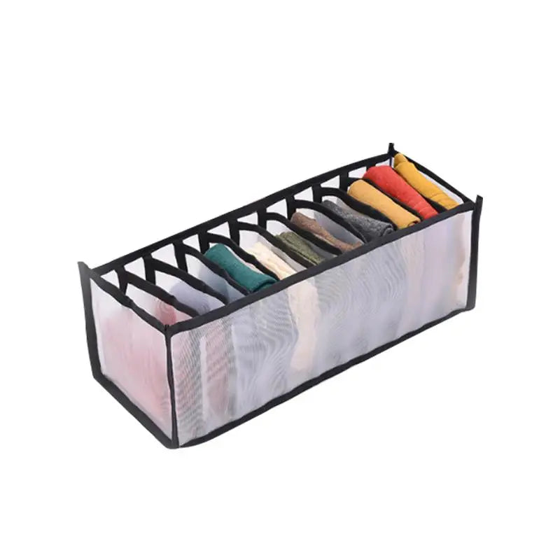 7-Grid Jeans Storage Box — Closet & Wardrobe Drawer Organizer for Clothes, Pants, and Socks Separation
