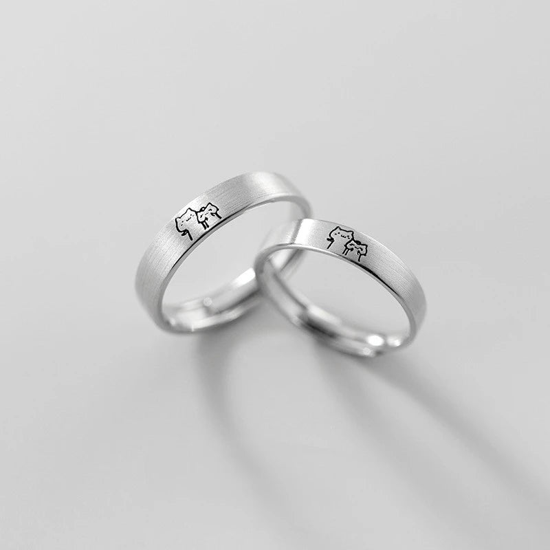 New Silver Couple Rings - Sun & Moon Adjustable Open Ring for Men & Women, Wedding & Fashion Jewelry Gift