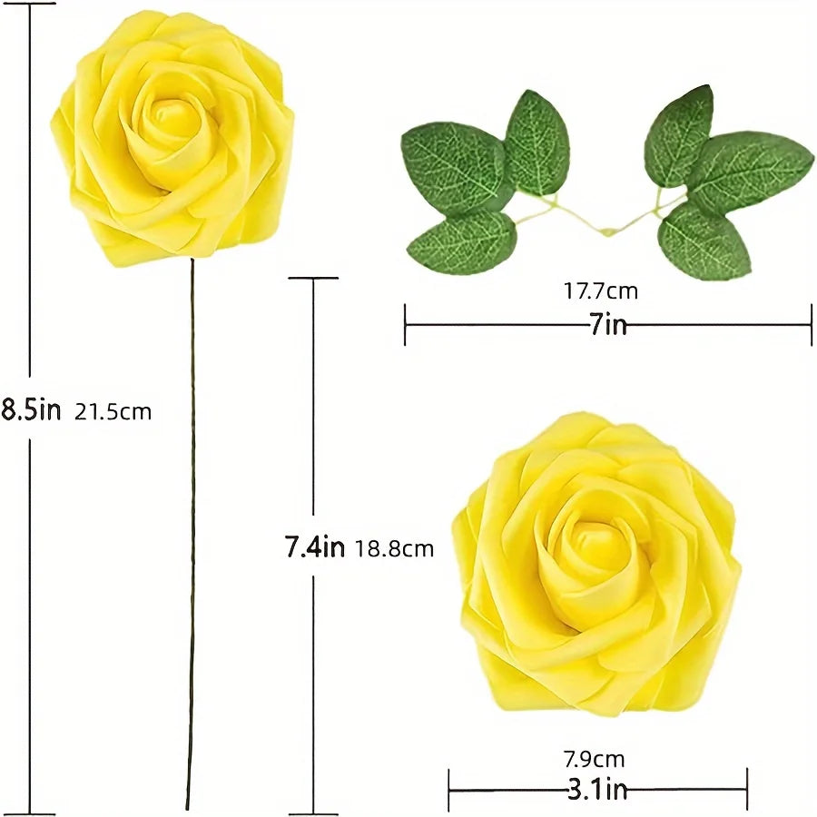 25pcs Artificial Roses with Stems – Fake Flowers for DIY Wedding Bouquets, Centerpieces & Home Party Decorations