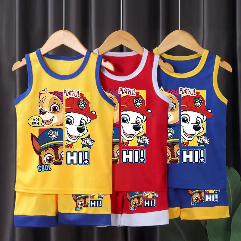 PAW Patrol Kids Sports Set - Quick Dry Mesh Basketball Vest & Shorts Outfit for Boys and Girls