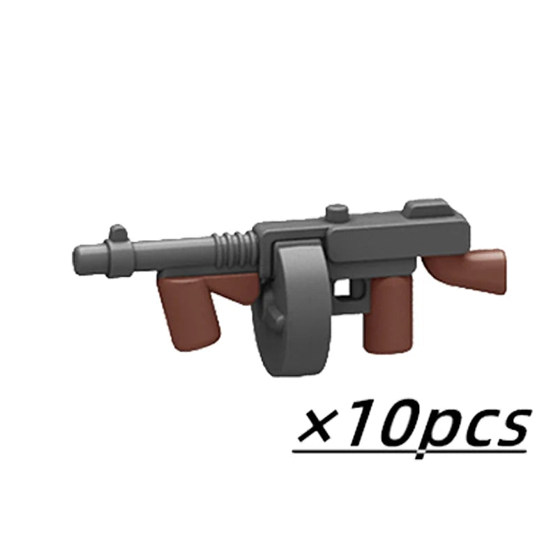Military Soldier Building Block Figures - MOC Army Weapons Set with Rifles, Rocket Launcher & Mini Gun Toy Gift