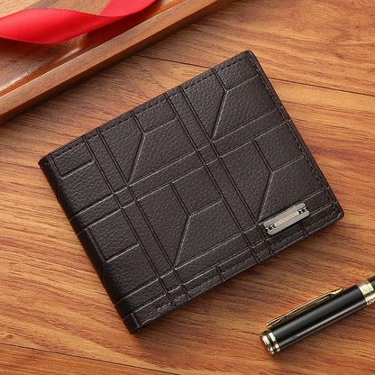 Men’s Slim Leather Bifold Wallet – Minimalist Multi-Card Holder Business Casual Short Wallet with Money Clip