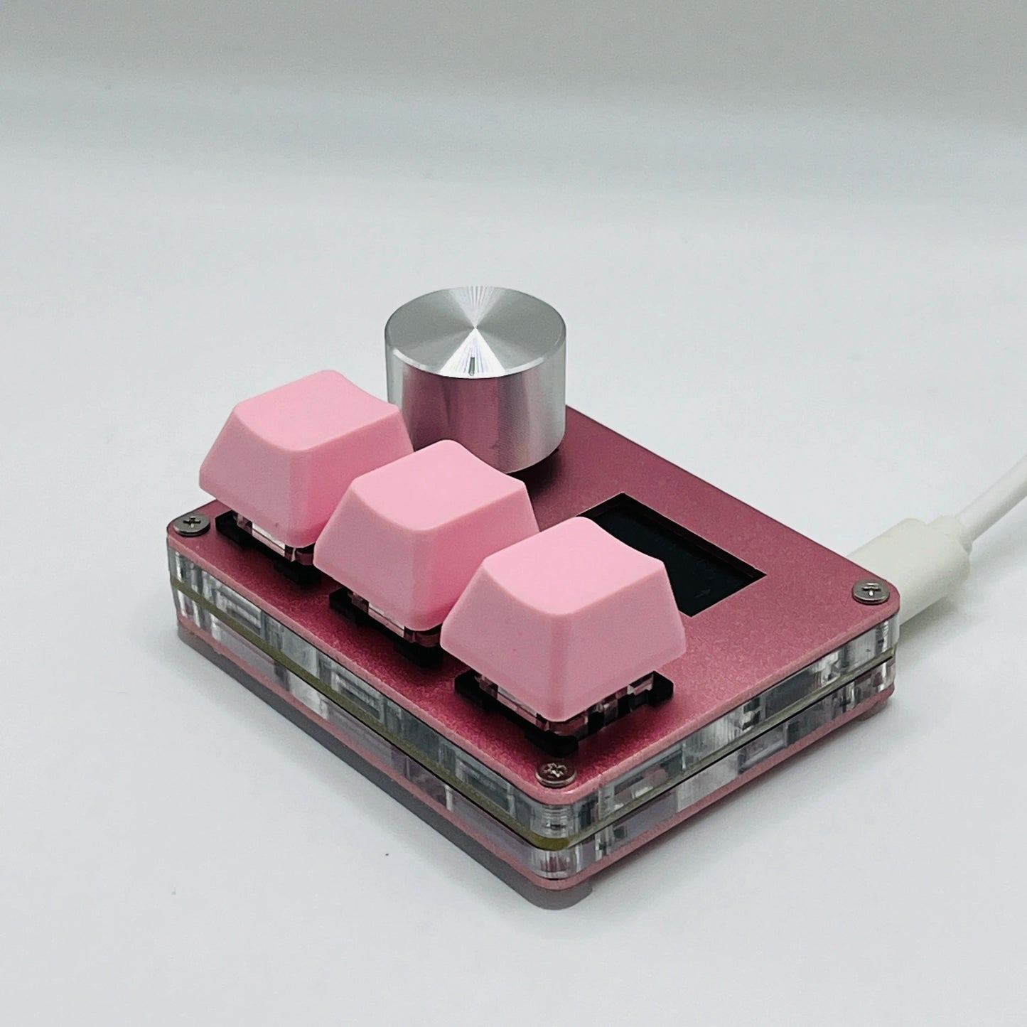 O3C SayoDevice OSU O3C Rapid Trigger Hall Switches – Magnetic Pink Keyboard Switches with Knob, Screen Copy & Paste Shortcut
