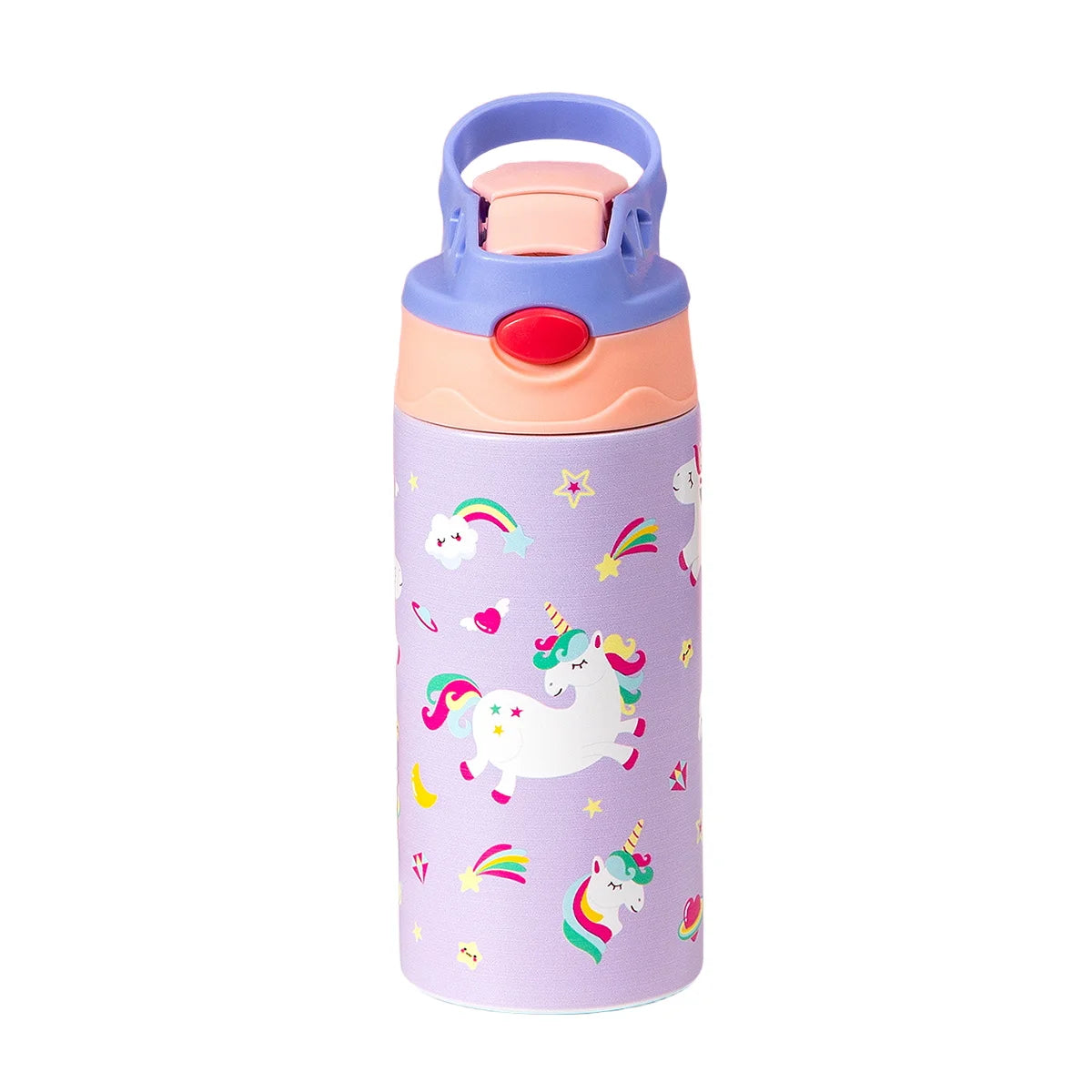 Cartoon Stainless Steel Insulated Cup — Animal Print Thermal Tumbler with Straw Lid, Bow Design Coffee Cup Gift