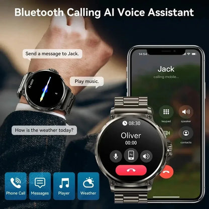 New 710mAh Bluetooth Smartwatch for Men – 1.85" HD Screen, Heart Monitor, Waterproof Fitness Watch for Android & iOS