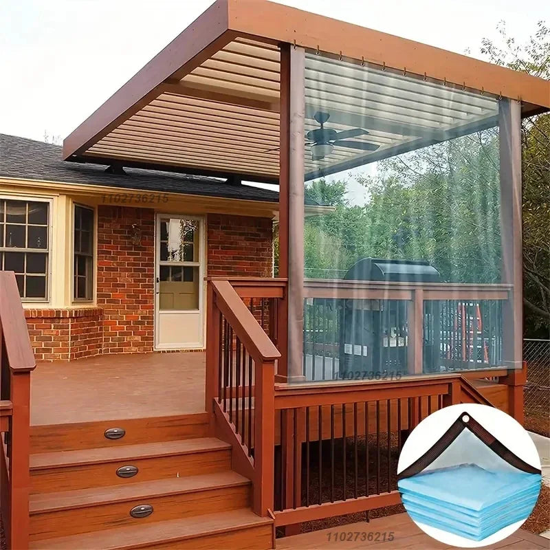 Transparent Heavy-Duty Waterproof Tarpaulin – Thick Windproof & Snowproof Clear Rain Cover for Patio, Garden, Porch & Chicken Coop