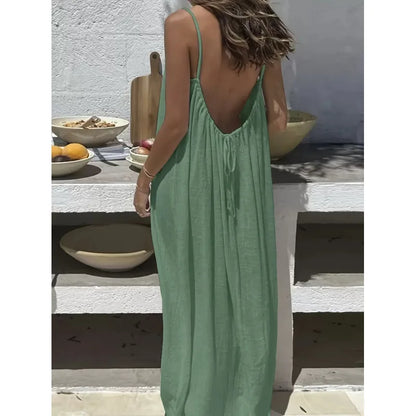 Women Strapless Backless Maxi Dress - Loose Comfortable Casual Home Sleepwear Long Dress
