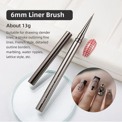 Nail Art Liner Brushes – Striping & Drawing Pens for Elongated Lines, 6–25mm Professional Manicure Design Tools