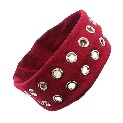 Harajuku Y2K Punk Girl Headband – Hollow Eyelet Cotton Elastic Steampunk & Gothic Style