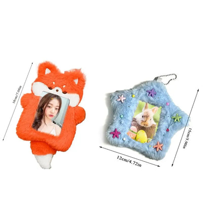Cute Fox Photocard Case Keychain - Cartoon Student Card Holder & Idol Photo Protective Cover