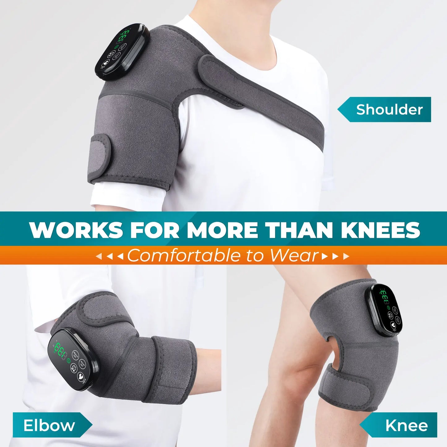 660nm 850nm Infrared Knee Pad - 3-in-1 Heated Joint Massager for Knee, Shoulder and Elbow Support