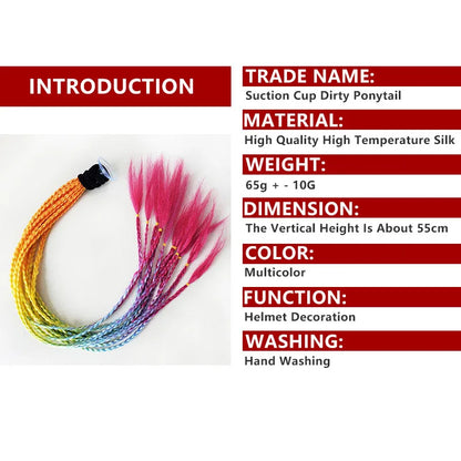 Elevate Your Motorcycle Style with 24-Inch Helmet Braid Pigtails Ponytail - Motorbike Braids Ponytail with Sucker for Women's Motorcycle Helmets