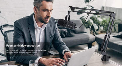 FDUCE SL40+ USB/XLR Dynamic Microphone Kit – Built-in Headset Output, Sound Insulation & Arm Stand for PC, PS5/4, Mixer