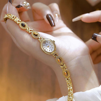 Oval Gold Women's Watch – Luxury Rhinestone Dress & Casual Quartz Small Dial Wristwatch 2025 ⌚✨