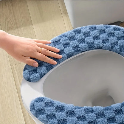 Thick Warm Toilet Seat Cushion Cover – Adhesive, Washable & Reusable Bathroom Mat for Winter Comfort