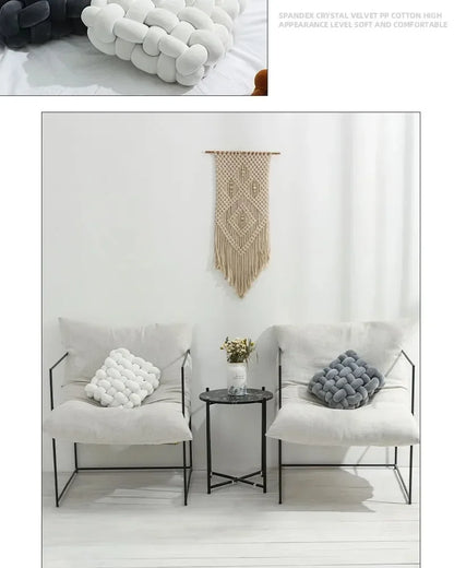 Knotted Square Cushion – Nordic Aesthetic Hand-Made Plush Pillow for Office Chair & Decorative Sleeping Back Support