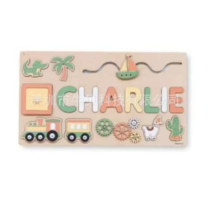 Montessori Personalized Wooden Name Puzzle — Custom Letter Board Educational Toy for Babies