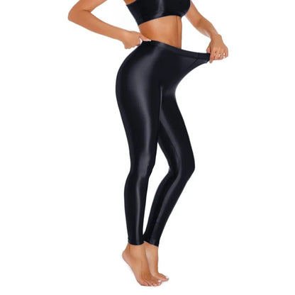 100D Satin Leggings – Plus Size Footless Shiny Shaping Pantyhose, Open & Closed Crotch Skinny Tights for Spring & Autumn