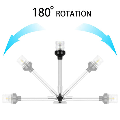 12V/24V LED Boat Navigation Light – 360° Fold Down Marine Signal Anchor Light for Yacht & Sailing