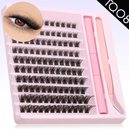 GROINNEYA Eyelash Clusters Kit – DIY Lash Extension with Bond & Seal, Waterproof Strong Hold & Tweezers