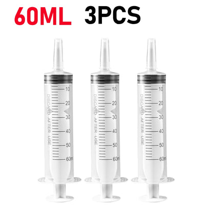 Reusable Plastic Measuring Syringe - 20ml and 60ml Needle-Free Liquid Dispenser for Hydroponics, Oils, Nutrients, and Pet Feeding