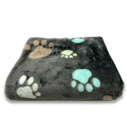 Soft Fluffy Pet Blanket - Warm Fleece Dog & Cat Throw with Cute Paw Print Design for Puppies and Kittens