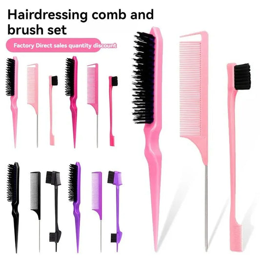 New Three-Piece Hair Brush Set – Sharp-Tail Comb, Three-Row Hair Comb, Steel Needle Mouse Tail Comb & Eyebrow Brush Tool