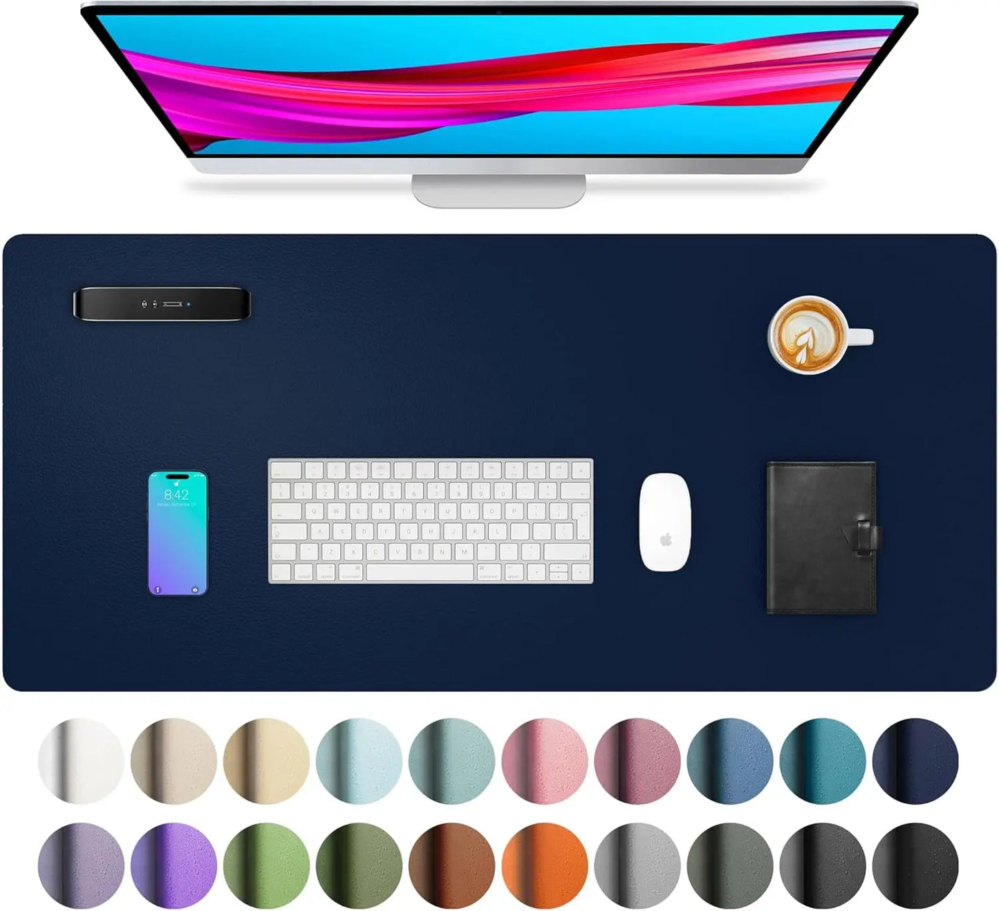 Large Waterproof PU Leather Desk Mouse Pad – Gaming Keyboard Desk Mat, Office Writing Surface Protector for Home & Work Setup
