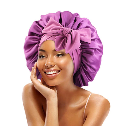 New Satin Sleeping Hat for Women – Stretchy Tie Band, Adjustable Night Shower Cap, Hair Head Cover Bonnet Turban