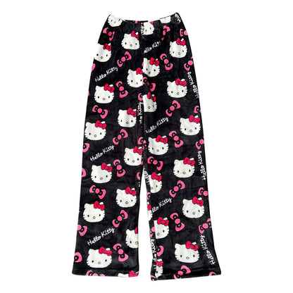 Y2K Hello Kitty Sanrio Pajama Pants – Women’s Anime Cartoon Sleepwear, Cozy Couple Home Trousers