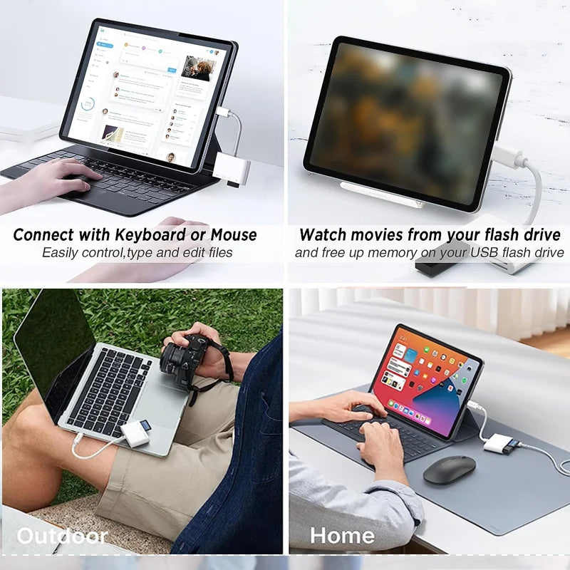 6-in-1 USB-C SD TF Card Reader Adapter with USB 3.0 OTG & 30W Fast Charging Port