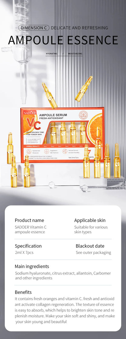 Vitamin C Face Serum – Whitening, Dark Spot & Freckle Removal, Hyaluronic Pore Minimizer & Anti-Aging Essence