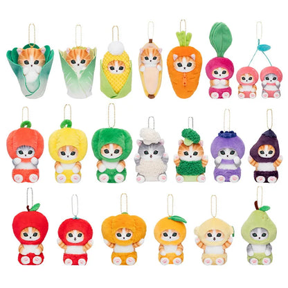 Yoyo Japanese Style Mofusand Plushie Shark Cat Keychain — Cute Fruit & Vegetable Soft Pendant Gift for Girls