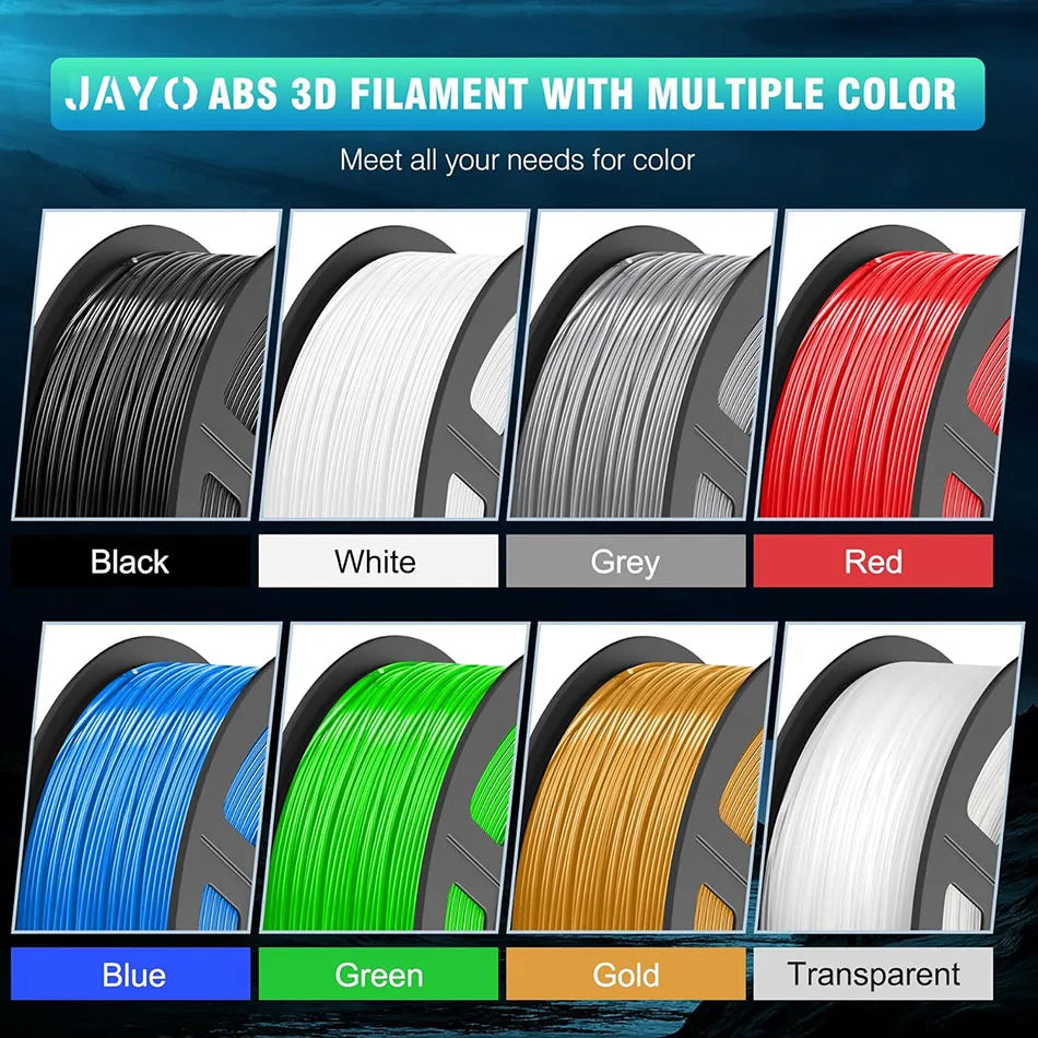 JAYO ABS 3D Printer Filament 1.75mm – High Toughness 1KG/Roll, Available in 1/2/3/5/10 Rolls