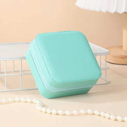 Portable Mini Jewelry Storage Box - Leather Travel Organizer for Earrings, Necklaces, Rings & Display