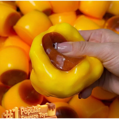 Pudding Squeeze Ball - Caramel Crunchy Handmade Squishy Fidget Toy for Stress Relief