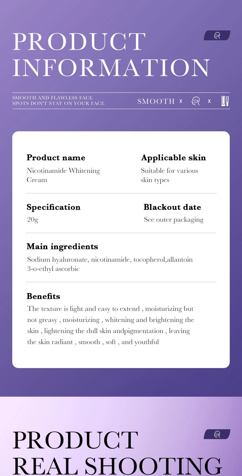 SADOER Freckle Removing Cream — Nicotinamide Moisturizing Face Cream for Hydrating, Nourishing & Firming Skin