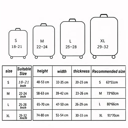 World Map Elastic Luggage Protective Cover with Zipper - Fits 18-32 Inch Suitcases, Trolley Travel Accessory