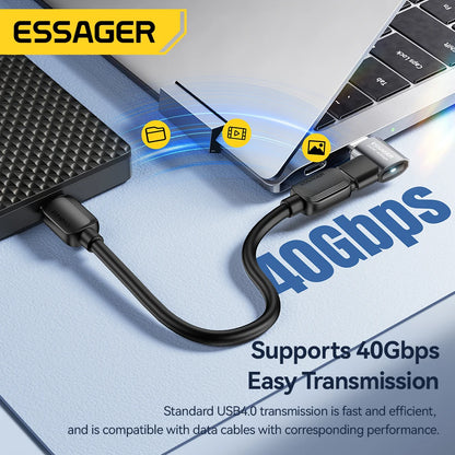 Essager USB4.0 OTG Adapter - 40Gbps 240W Fast Charging USB-C Converter with 8K 60Hz Support