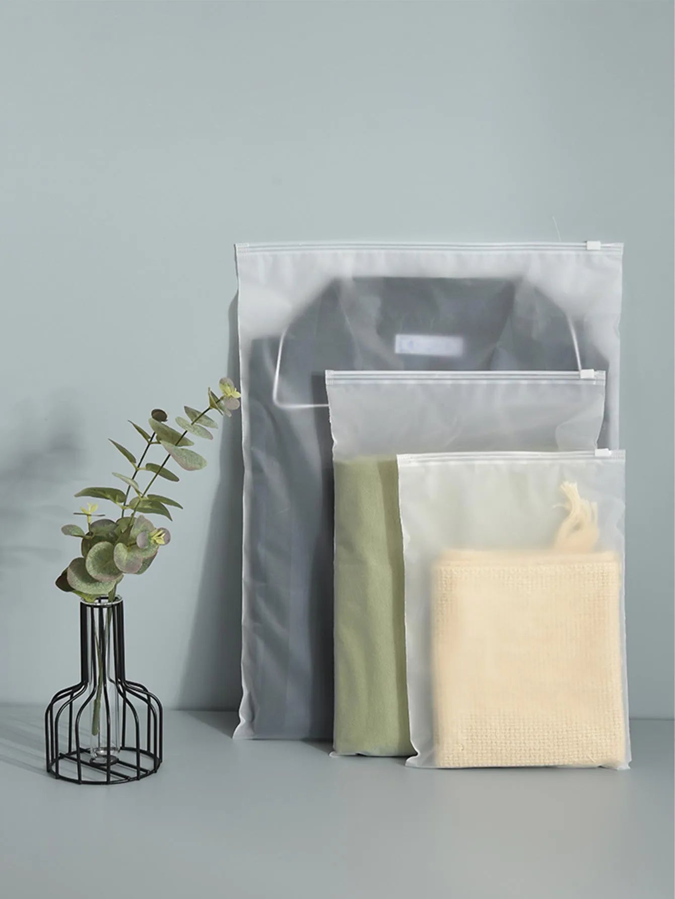 WORTHBUY 10pcs/Set Portable Storage Organizer Bag - Waterproof Transparent Plastic Ziplock Bags for Underwear, Clothes, and Shoes