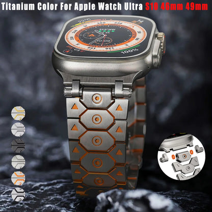 Luxury Titanium Metal Strap for Apple Watch — Stainless Steel Bracelet for Series 5-10 Ultra 2 (42mm-49mm)