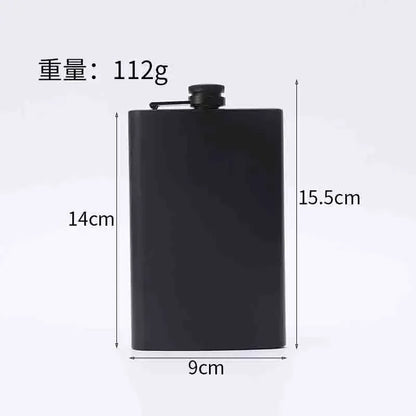 304 SS Portable Hip Flask – Black Whiskey, Vodka, Wine Bottle (6-12oz), Outdoor Bar Party Drinking Utensil