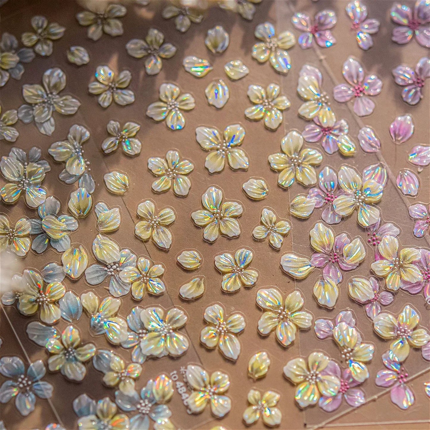 Floral Nail Art Stickers - White Rose Lily Daisy Peony Cherry Blossom & Magnolia Manicure Decals for DIY Nails