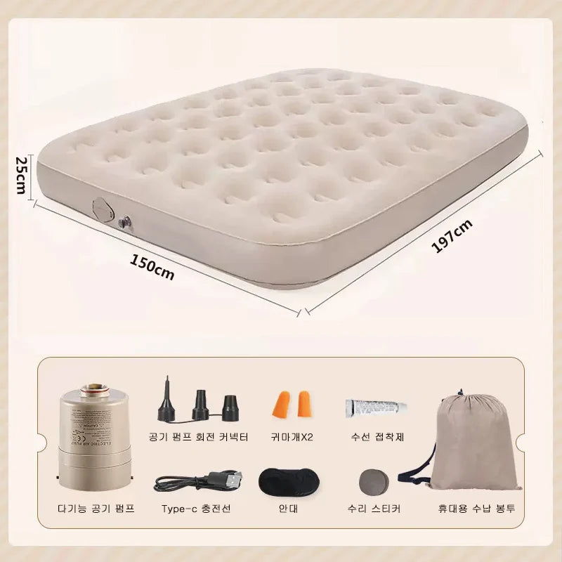 Outdoor Inflatable Air Mattress – Thickened Nap Bed & Air Cushion for Single or Double Use, Home & Travel