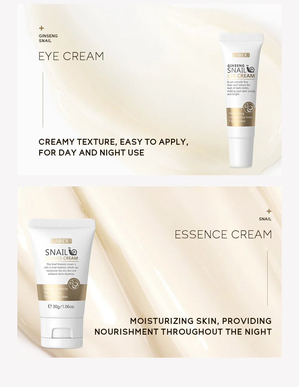 3pcs LAIKOU Vitamin C 24K Golden Sakura Skincare Set – Moisturizing Face Cream, Serum & Eye Cream
