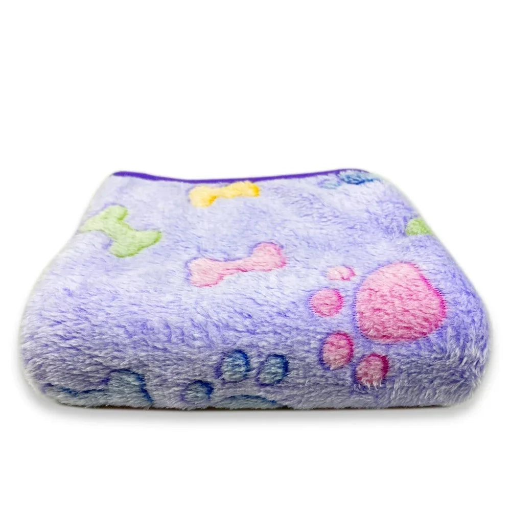 Soft Fluffy Pet Blanket - Warm Fleece Dog & Cat Throw with Cute Paw Print Design for Puppies and Kittens