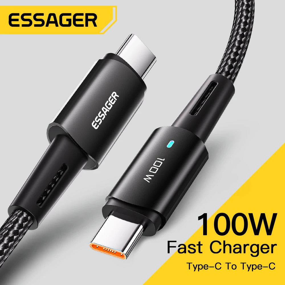 Essager USB-C Cable 100W PD QC 4.0 – Fast Charging Type-C Cable for MacBook Pro, Samsung, Xiaomi