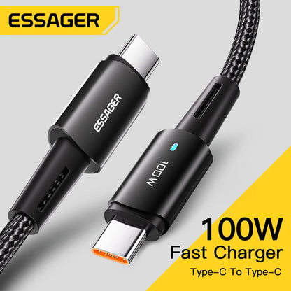 Essager USB-C Cable 100W PD QC 4.0 – Fast Charging Type-C Cable for MacBook Pro, Samsung, Xiaomi